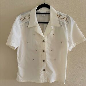 Vintage 80s/90s Jordana Embroidered Button Down Blouse size medium